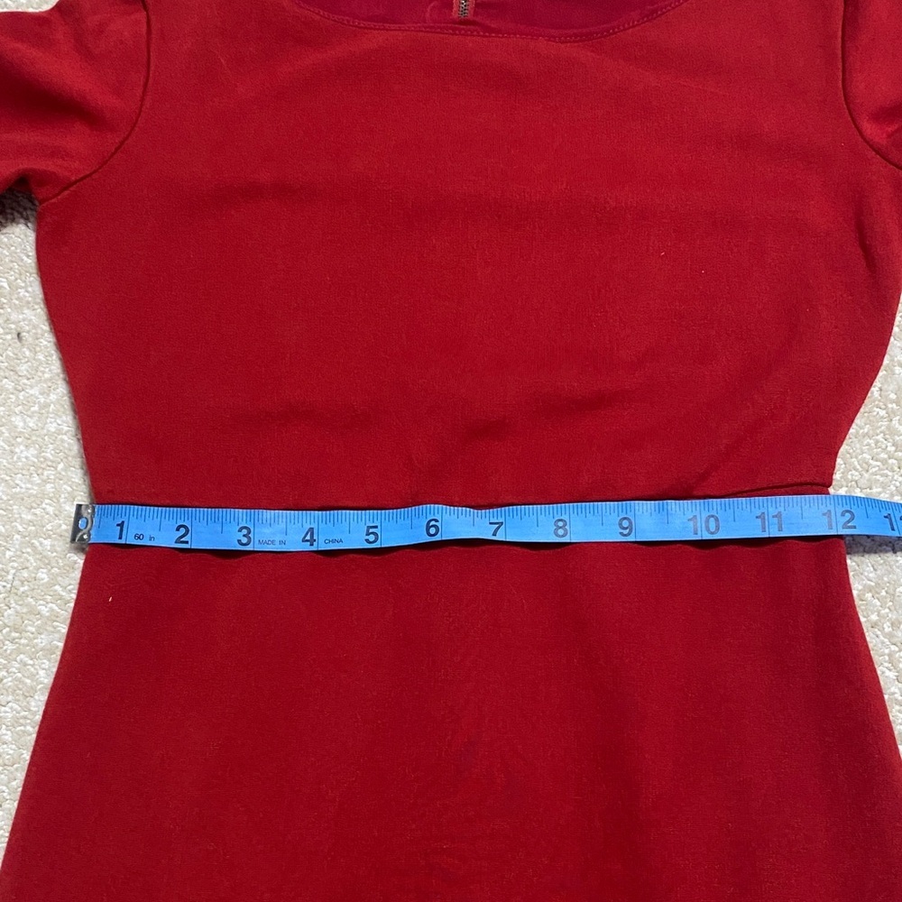 Alice + Olivia Bold Red Long Sleeve Dress red color size 0 shell Viscose & Nylon - Picture 13 of 16
